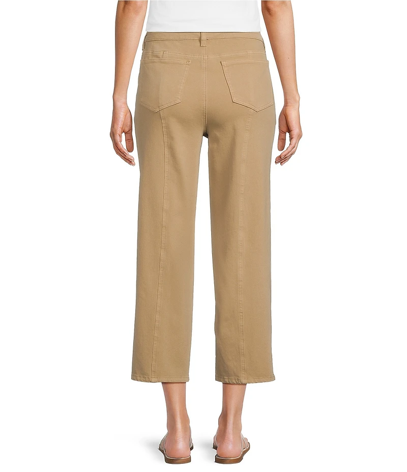 Multiples Stretch Dyed Denim Flat Front Straight Leg Crop Length Pants
