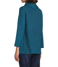 Multiples Textured Novelty Knit Cowl Neck 3/4 Sleeve Top