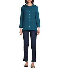 Multiples Textured Novelty Knit Cowl Neck 3/4 Sleeve Top