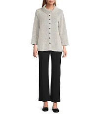 Multiples Textured Novelty Knit Cowl Neck 3/4 Sleeve Top