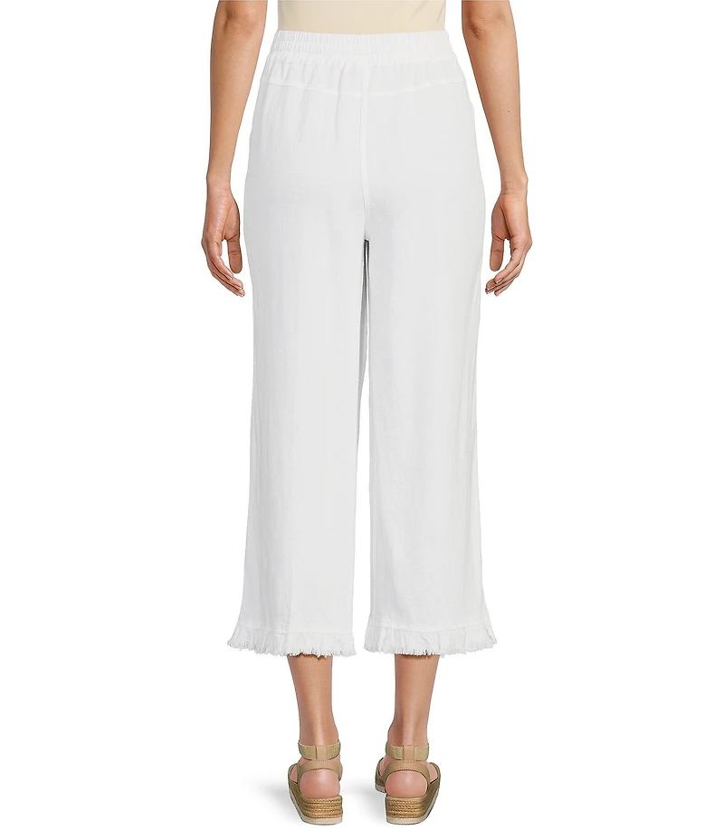Multiples Textured Slub Woven Straight Leg Elastic Drawstring Waist Pull-On Pants