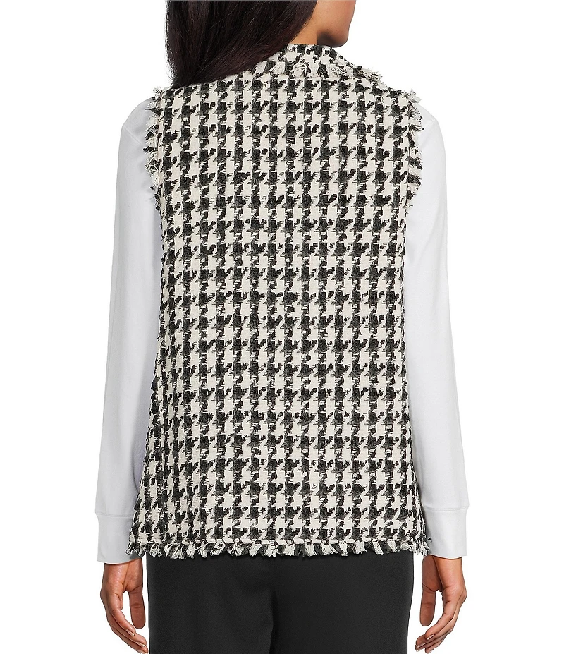 Multiples Textured Woven Checked Notch Collar Sleeveless Fitted Vest