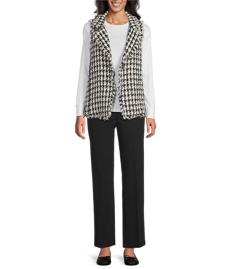Multiples Textured Woven Checked Notch Collar Sleeveless Fitted Vest