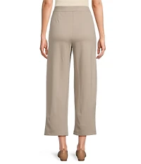 Multiples Wide-Leg Pintuck Pull-On Cropped Pants