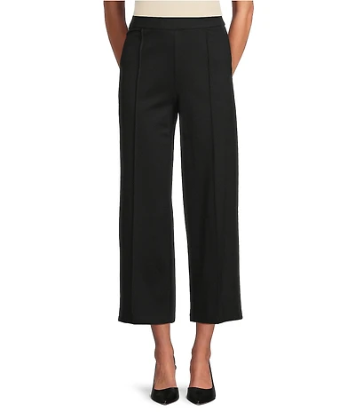 Multiples Wide-Leg Pintuck Pull-On Cropped Pants