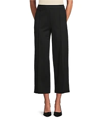 Multiples Wide-Leg Pintuck Pull-On Cropped Pants