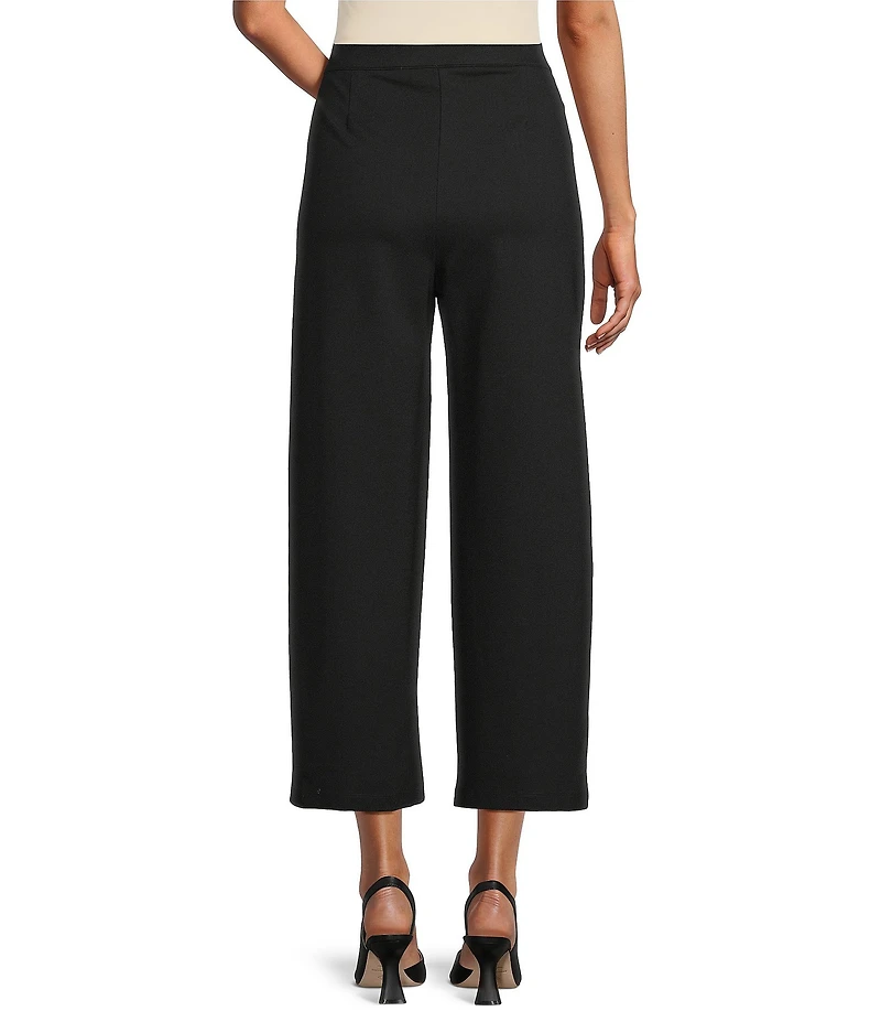 Multiples Wide-Leg Pintuck Pull-On Cropped Pants