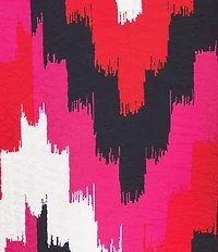 Multiples Woven Chevron Print Ruffle Stand Collar 3/4 Sleeve Top