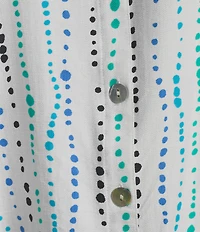 Multiples Woven Dot Multi Print Point Collar 3/4 Turn Up Sleeve Button Front Shirt