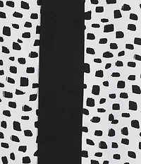 Multiples Woven Dotted Split Round Band V-Neck Long Roll-Tab Sleeve Top