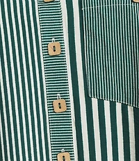 Multiples Woven Multi Stripe Print Point Collar Long Turn Up Cuff Sleeve Button Front Shirt