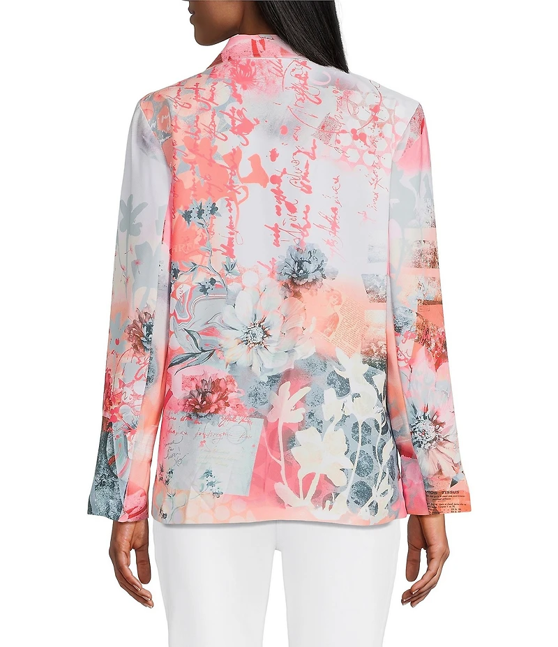 Multiples Woven Printed Notch Lapel Long Sleeve One Button Jacket