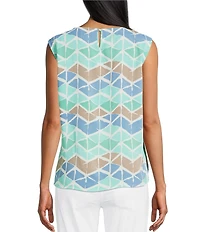 Multiples Woven Printed Scoop Neck Sleeveless Fitted Tank Top
