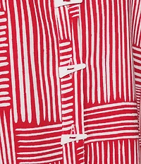Multiples Woven Stripe Point Collar 3/4 Sleeve Turn Up Cuff Button Front Shirt