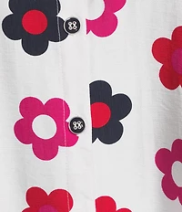 Multiples Woven Floral Print Point Collar 3/4 Turn-Up Sleeve Button Front Shirt