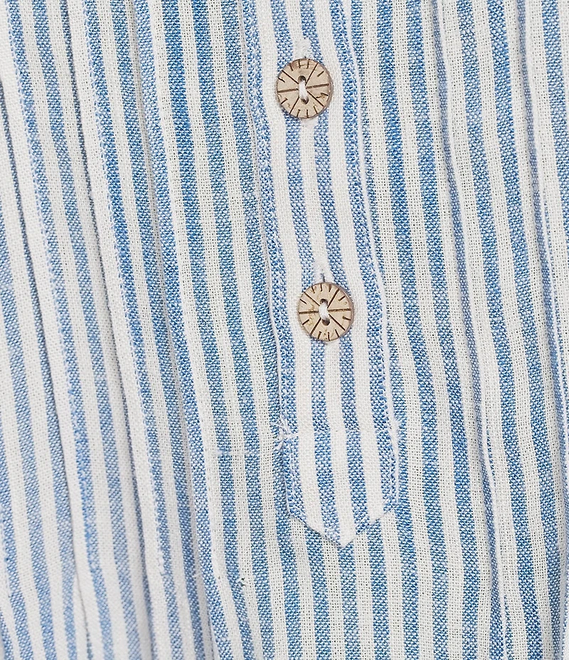 Multiples Woven Stripe Spread Collar Long Sleeve Shirt
