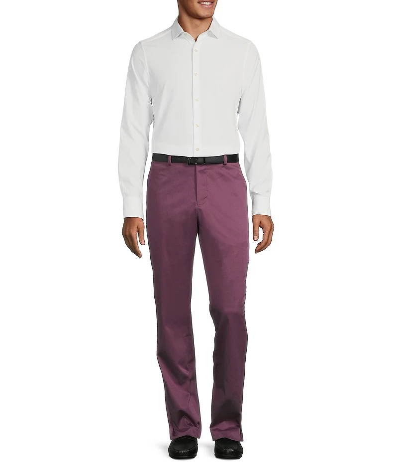Murano Alex Slim Fit Sateen Suit Separates Plum Dress Pants