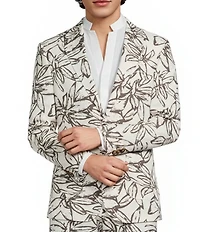 Murano Baird McNutt Floral Printed Linen Slim Fit Suit Separates Jacket