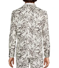 Murano Baird McNutt Floral Printed Linen Slim Fit Suit Separates Jacket