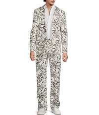 Murano Baird McNutt Floral Printed Linen Slim Fit Suit Separates Jacket