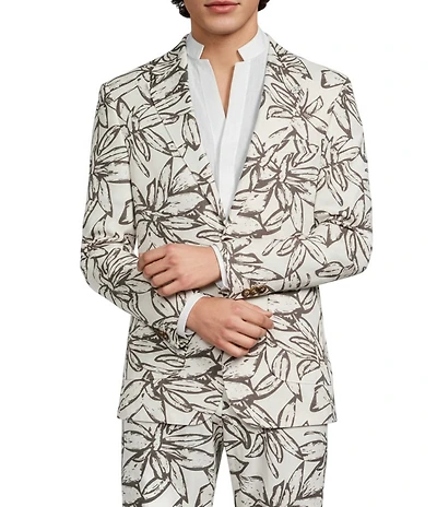 Murano Baird McNutt Floral Printed Linen Slim Fit Suit Separates Jacket