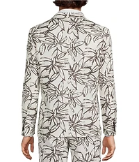 Murano Baird McNutt Floral Printed Linen Slim Fit Suit Separates Jacket