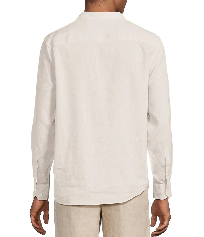 Murano Baird McNutt Linen Classic Fit Mandarin Collar Long Sleeve Woven Shirt