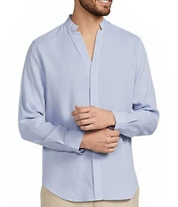 Murano Baird McNutt Linen Classic Fit Mandarin Collar Long Sleeve Woven Shirt