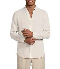 Murano Baird McNutt Linen Classic Fit Mandarin Collar Long Sleeve Woven Shirt