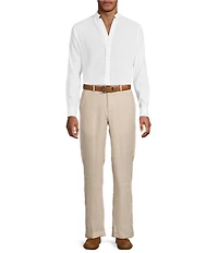 Murano Baird McNutt Linen Classic Fit Mandarin Collar Long Sleeve Woven Shirt