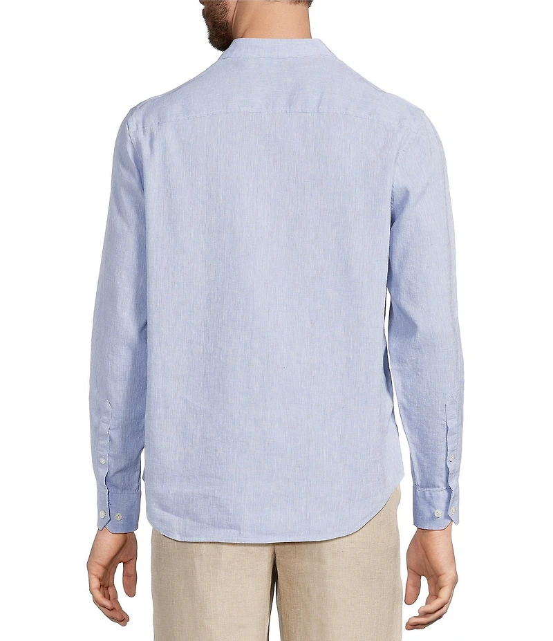 Murano Baird McNutt Linen Classic Fit Mandarin Collar Long Sleeve Woven Shirt