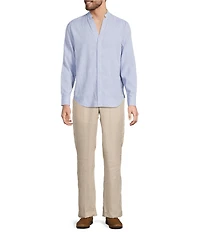 Murano Baird McNutt Linen Classic Fit Mandarin Collar Long Sleeve Woven Shirt