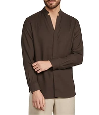 Murano Baird McNutt Linen Classic Fit Mandarin Collar Long Sleeve Woven Shirt