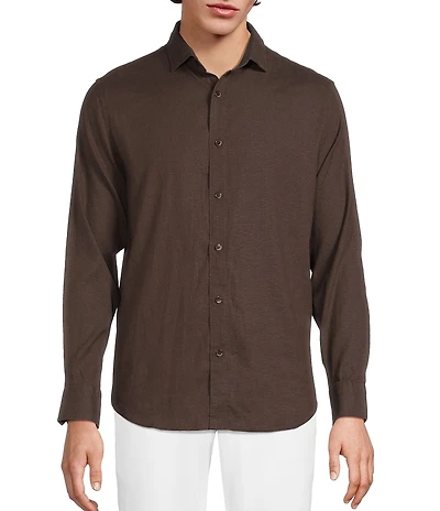 Murano Baird McNutt Linen Classic Fit Solid Long Sleeve Woven Shirt