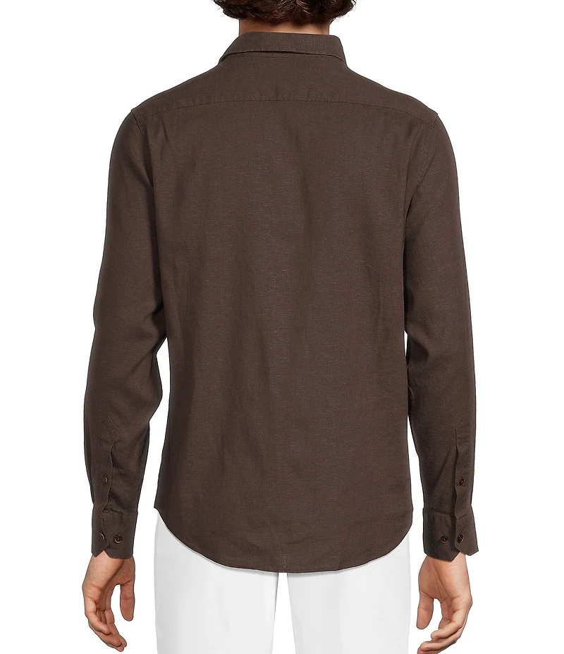 Murano Baird McNutt Linen Classic Fit Solid Long Sleeve Woven Shirt