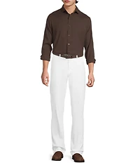Murano Baird McNutt Linen Classic Fit Solid Long Sleeve Woven Shirt