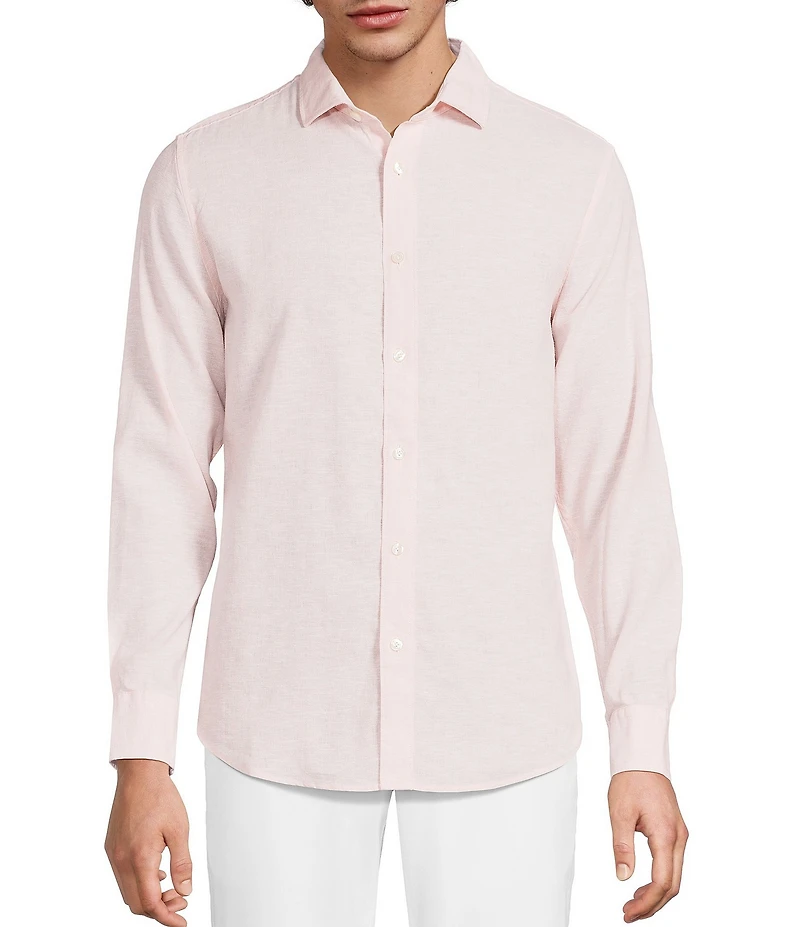 Murano Baird McNutt Linen Classic Fit Solid Long Sleeve Woven Shirt