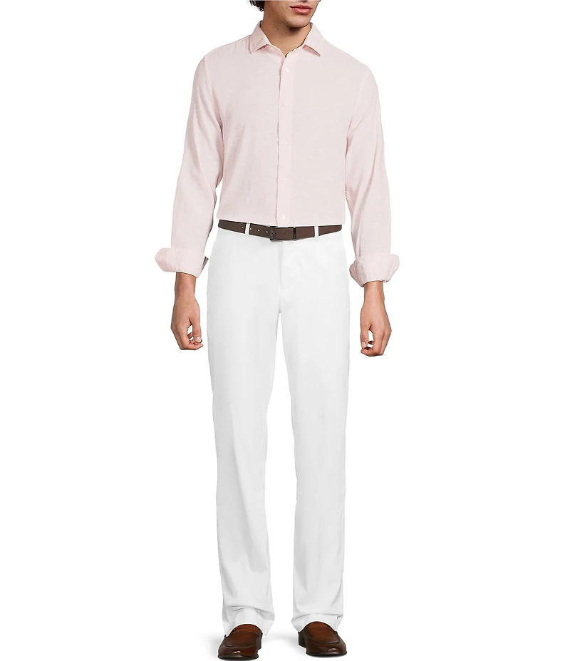 Murano Baird McNutt Linen Classic Fit Solid Long Sleeve Woven Shirt