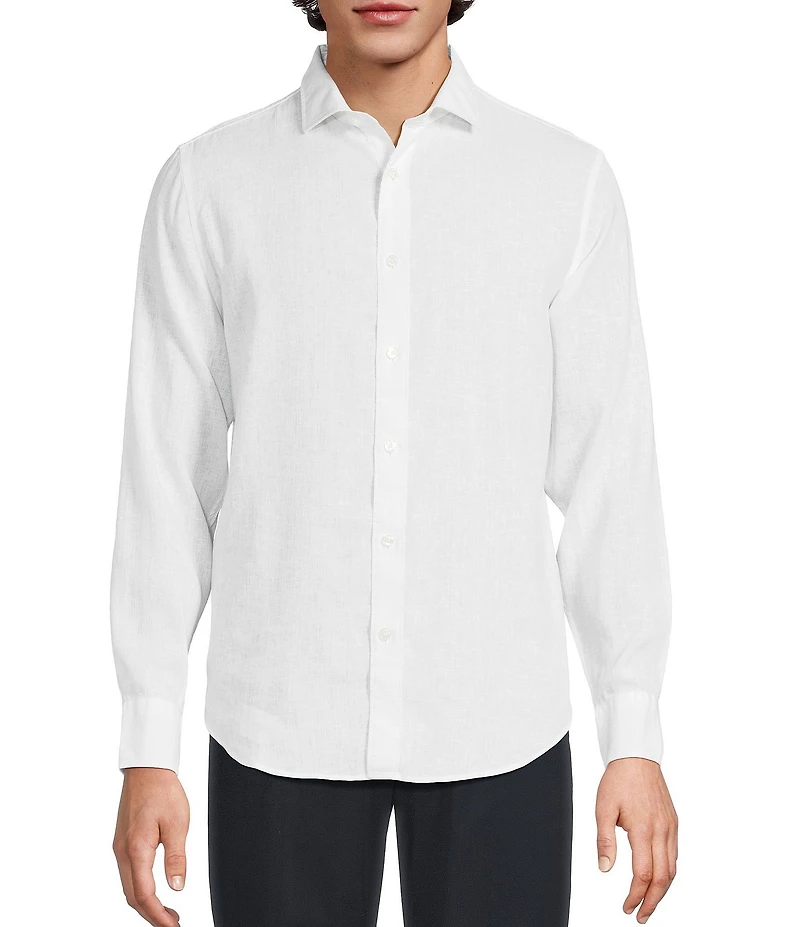 Murano Baird McNutt Linen Classic Fit Solid Long Sleeve Woven Shirt