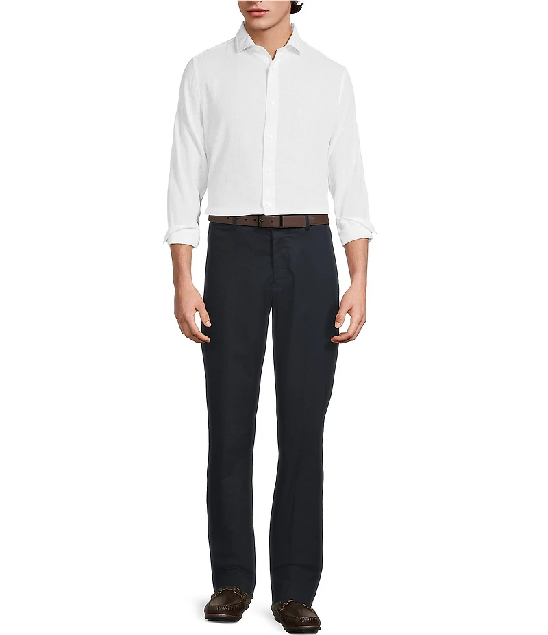 Murano Baird McNutt Linen Classic Fit Solid Long Sleeve Woven Shirt