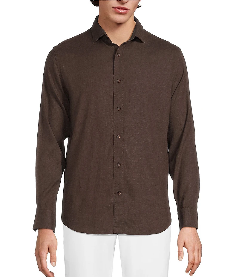 Murano Baird McNutt Linen Classic Fit Solid Long Sleeve Woven Shirt