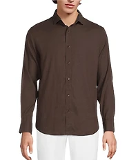 Murano Baird McNutt Linen Classic Fit Solid Long Sleeve Woven Shirt