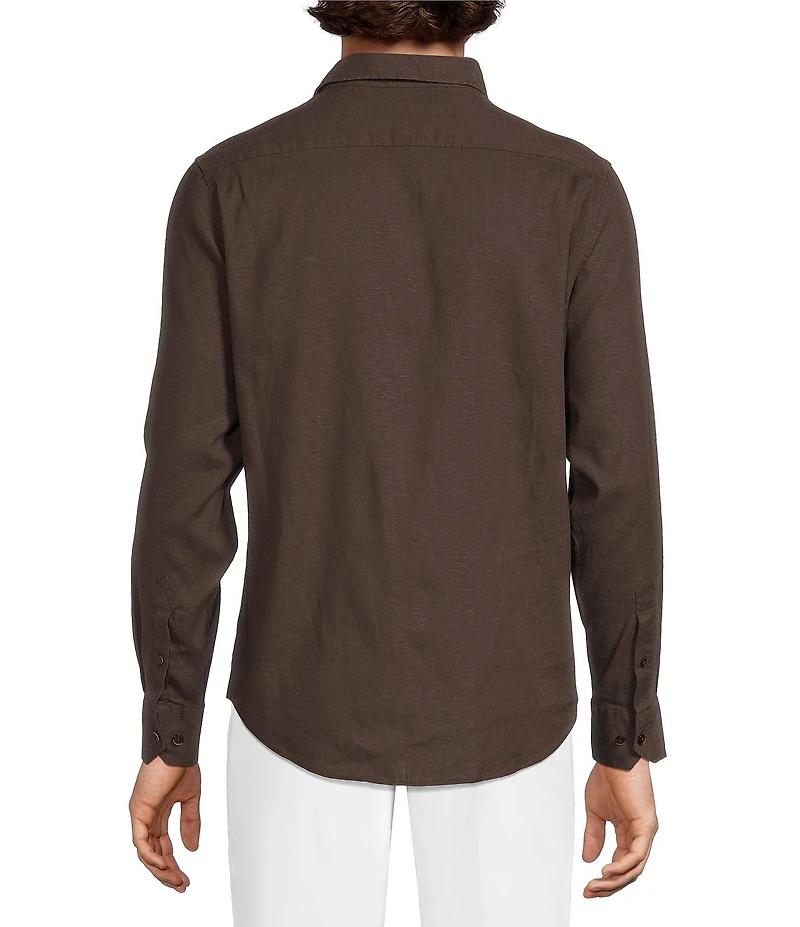 Murano Baird McNutt Linen Classic Fit Solid Long Sleeve Woven Shirt