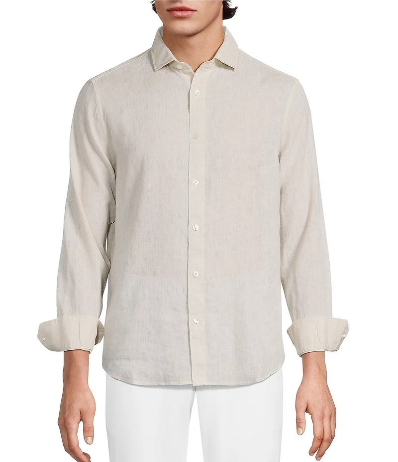 Murano Baird McNutt Linen Classic Fit Solid Long Sleeve Woven Shirt