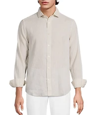 Murano Baird McNutt Linen Classic Fit Solid Long Sleeve Woven Shirt