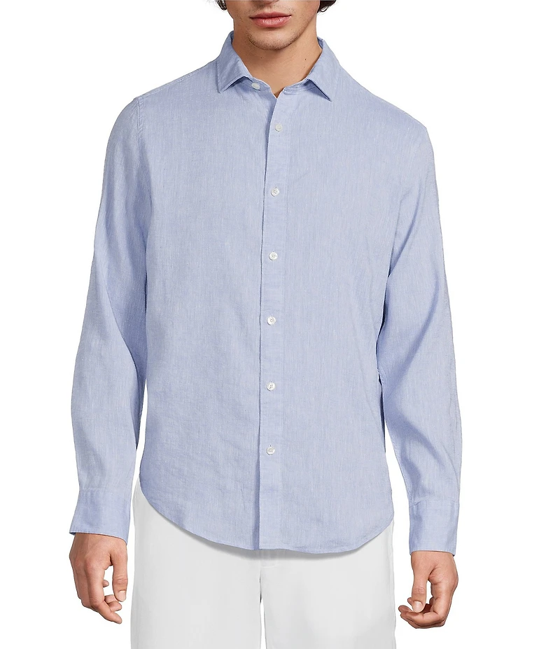 Murano Baird McNutt Linen Classic Fit Solid Long Sleeve Woven Shirt