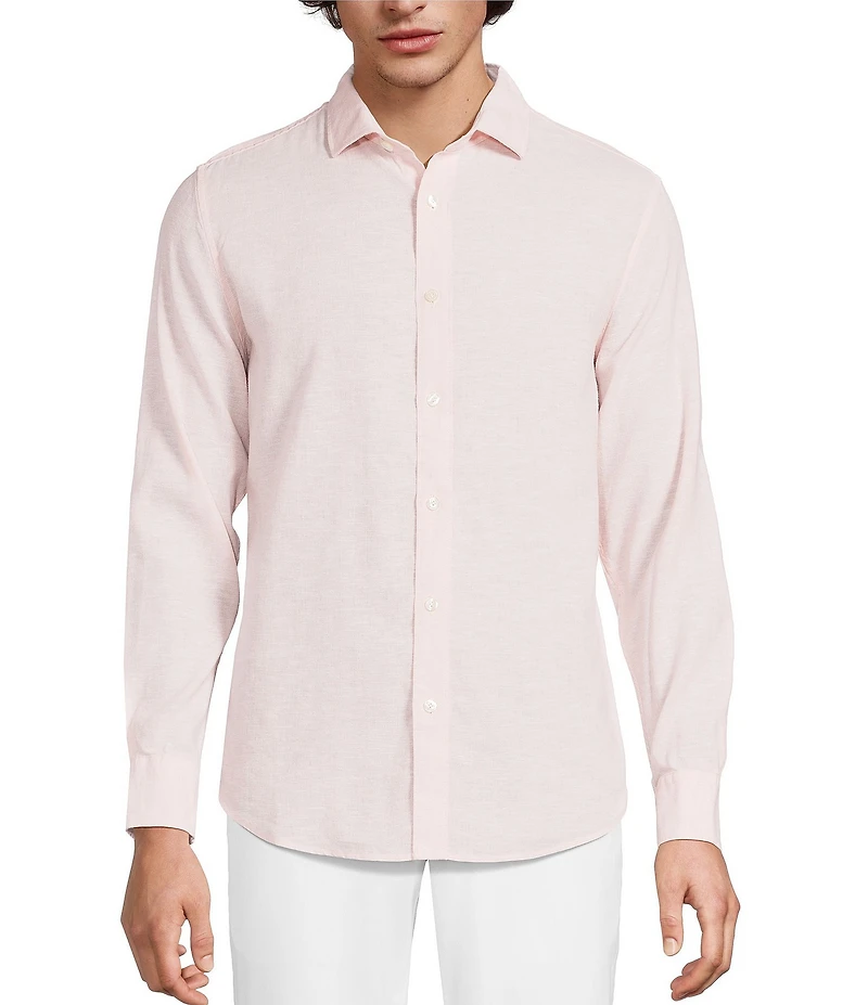 Murano Baird McNutt Linen Classic Fit Solid Long Sleeve Woven Shirt