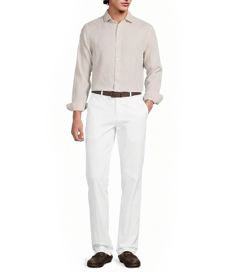 Murano Baird McNutt Linen Classic Fit Solid Long Sleeve Woven Shirt