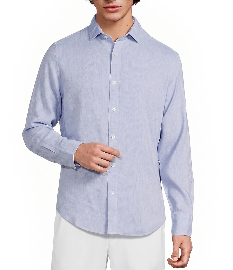 Murano Baird McNutt Linen Classic Fit Solid Long Sleeve Woven Shirt
