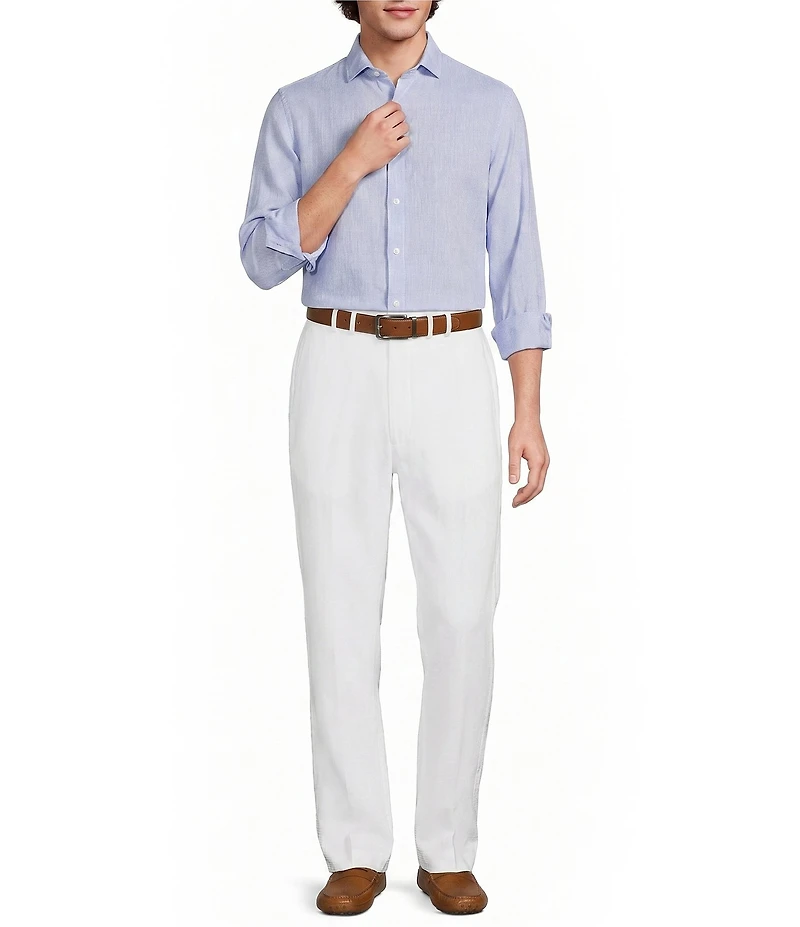 Murano Baird McNutt Linen Classic Fit Solid Long Sleeve Woven Shirt